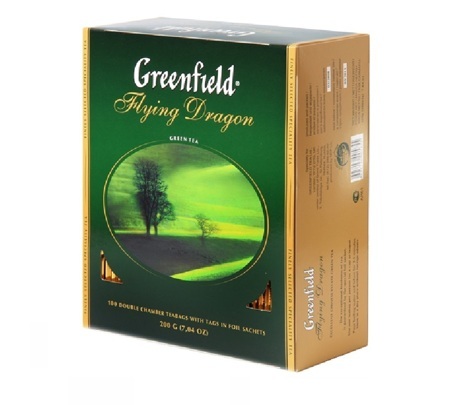 Чай Greenfield Флаинг Драгон зеленый байховый в пакетиках для разовой заварки 200г (100п*2г)