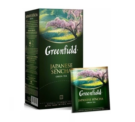 Чай Greenfield зеленый байховый в пакетиках для разовой заварки 50г (25п*2г)