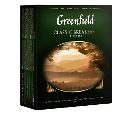 Чай Greenfield черный в пакетиках для разовой заварки 200г (100п*2г)